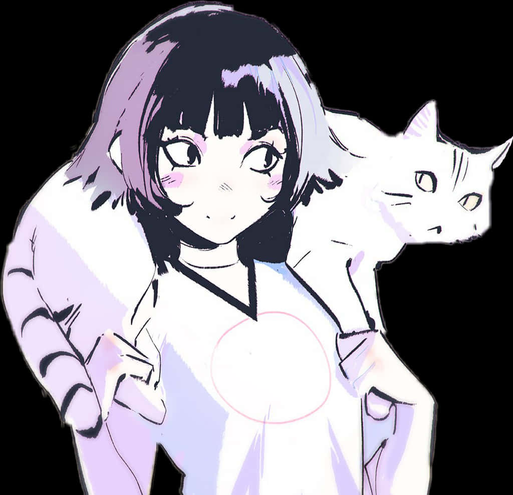 A Cartoon Of A Girl Holding A Cat
