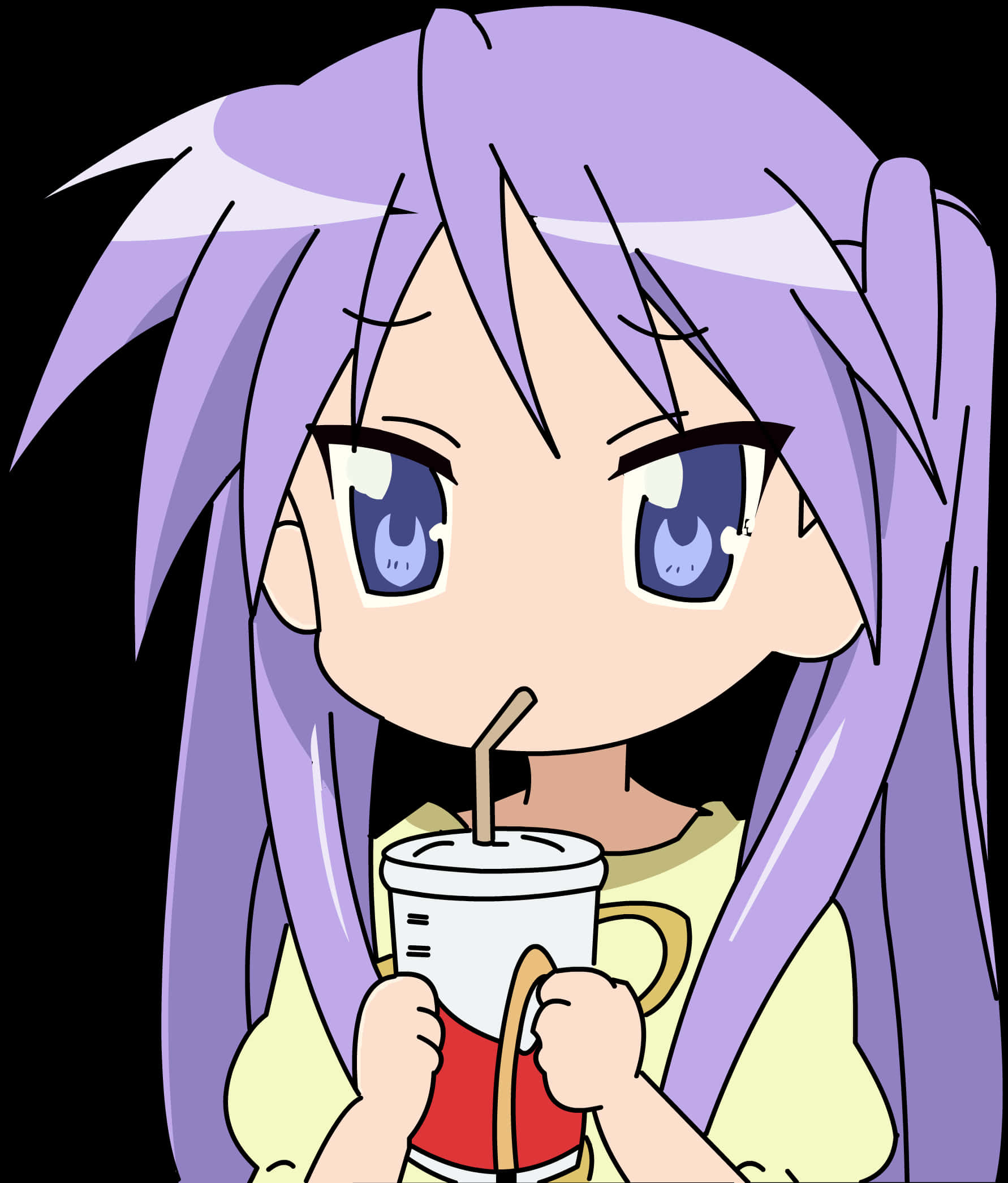 Anime Girl Drinking From Straw
