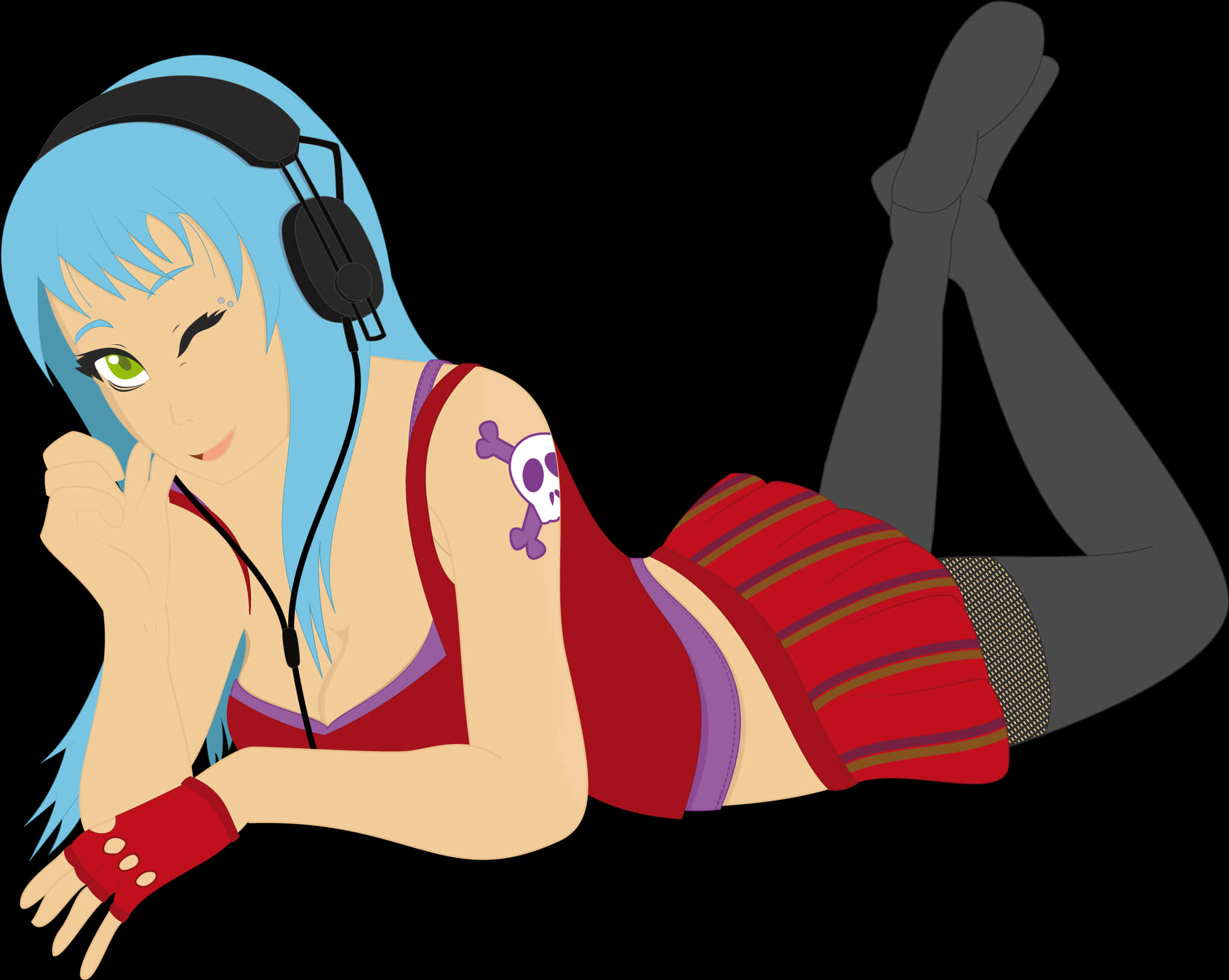 Anime Girl Laying Down - Anime Girl Png Laying Down, Transparent Png