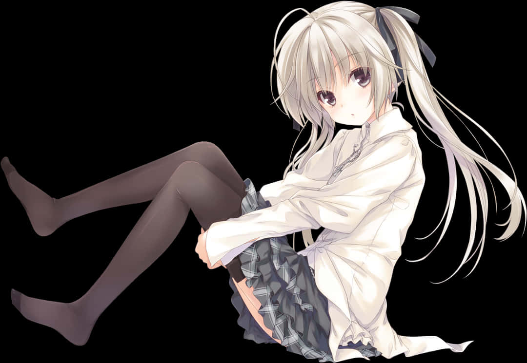 Anime Girl With White Hair Png, Transparent Png