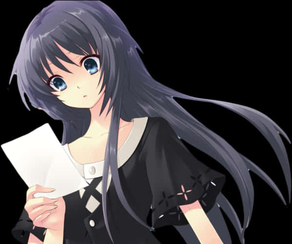 Anime Girls Png - Anime Girl With Letter, Transparent Png