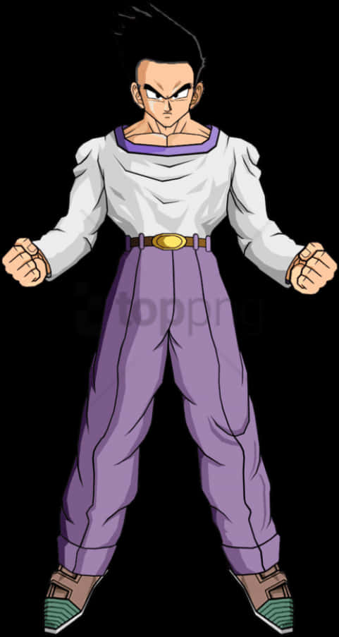 A Cartoon Of A Man Wearing Purple Pants And A Purple Scarf