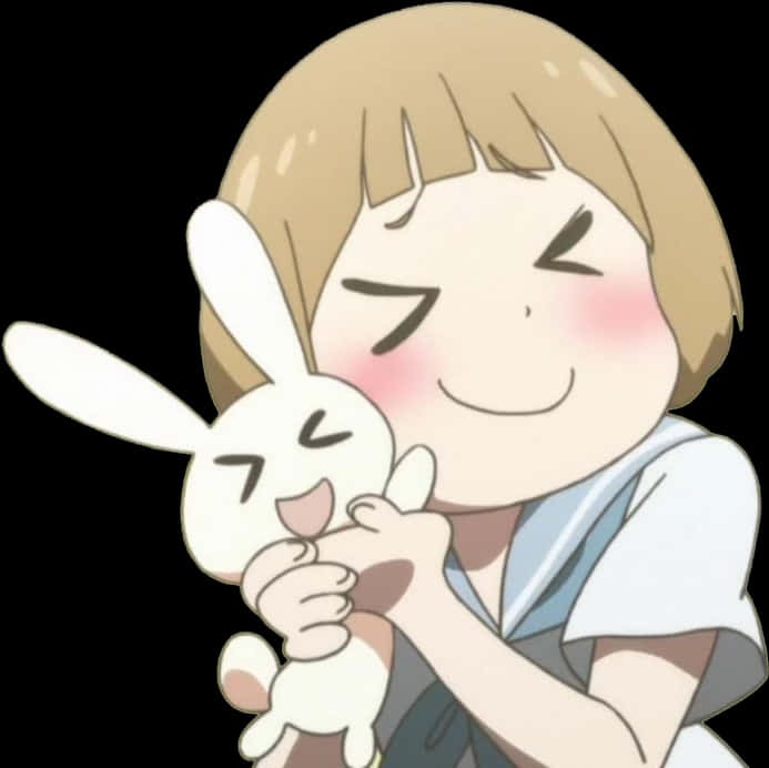 A Cartoon Of A Girl Holding A Rabbit