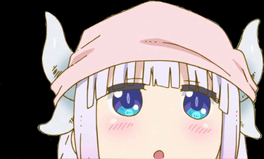 A Cartoon Of A Girl With White Hair And Pink Hat
