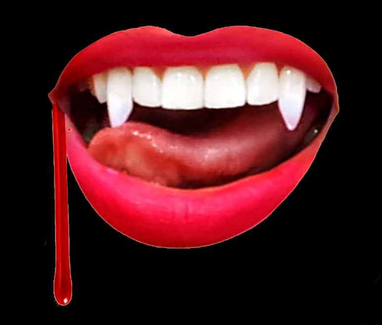 A Mouth With Fangs And Blood Dripping From It