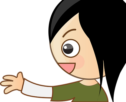 A Cartoon Of A Girl With Her Hand Out