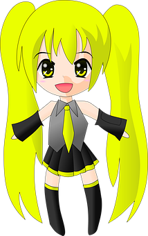 Cartoon Of A Girl With Yellow Hair