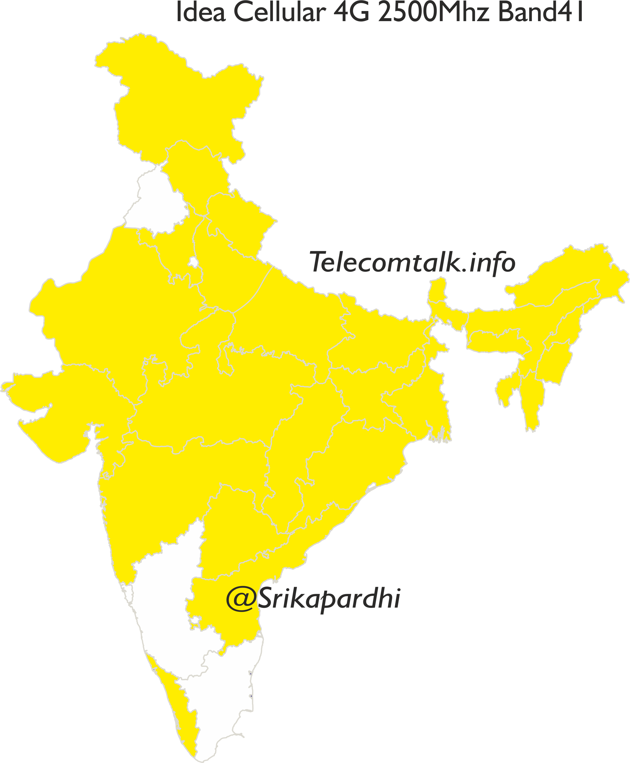 A Map Of India With White And Yellow Lines