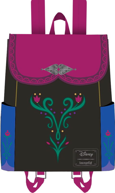 A Black Bag With Pink And Blue Designs