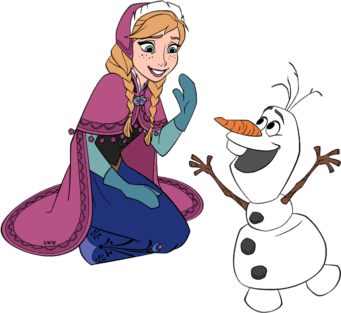 Cartoon Of A Girl And A Snowman