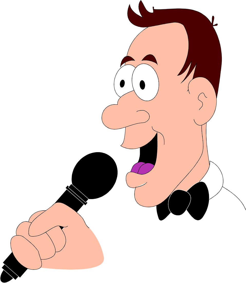 Cartoon Man Holding A Microphone