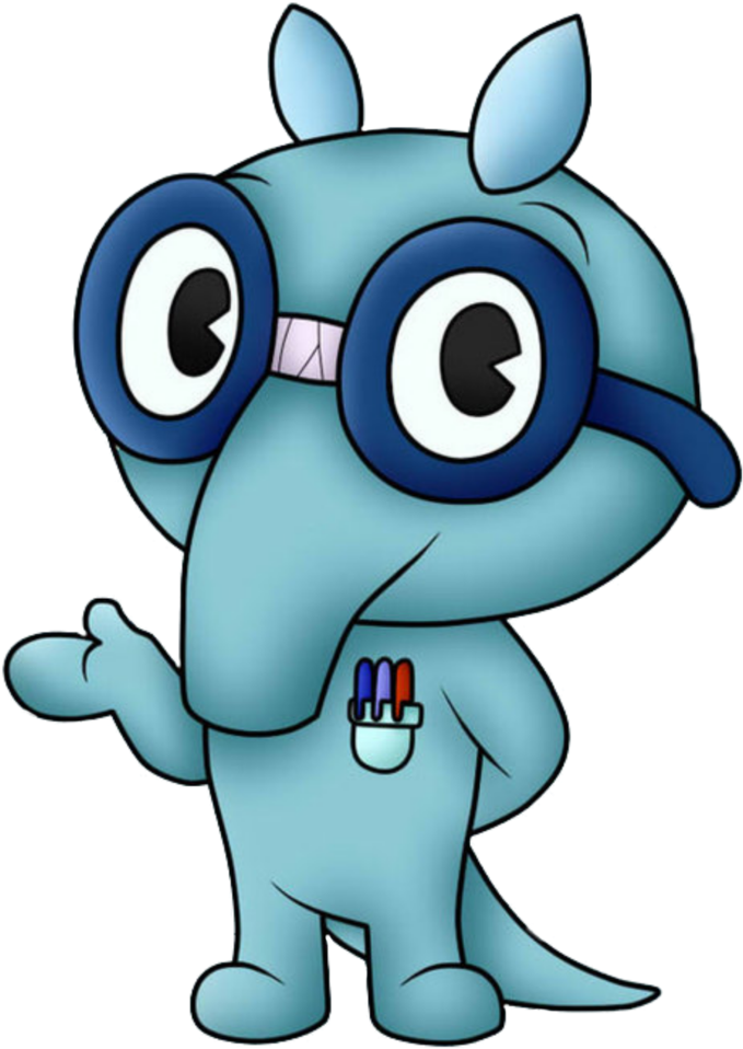 Cartoon Blue Elephant With Big Eyes And Glasses