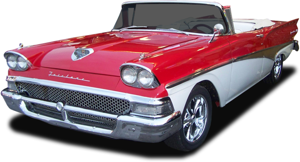 A Red And White Convertible Car
