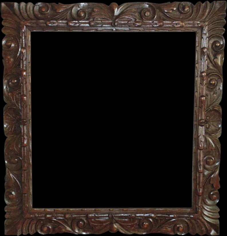 A Wooden Frame With A Black Background