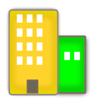 A Yellow And Green Buildings