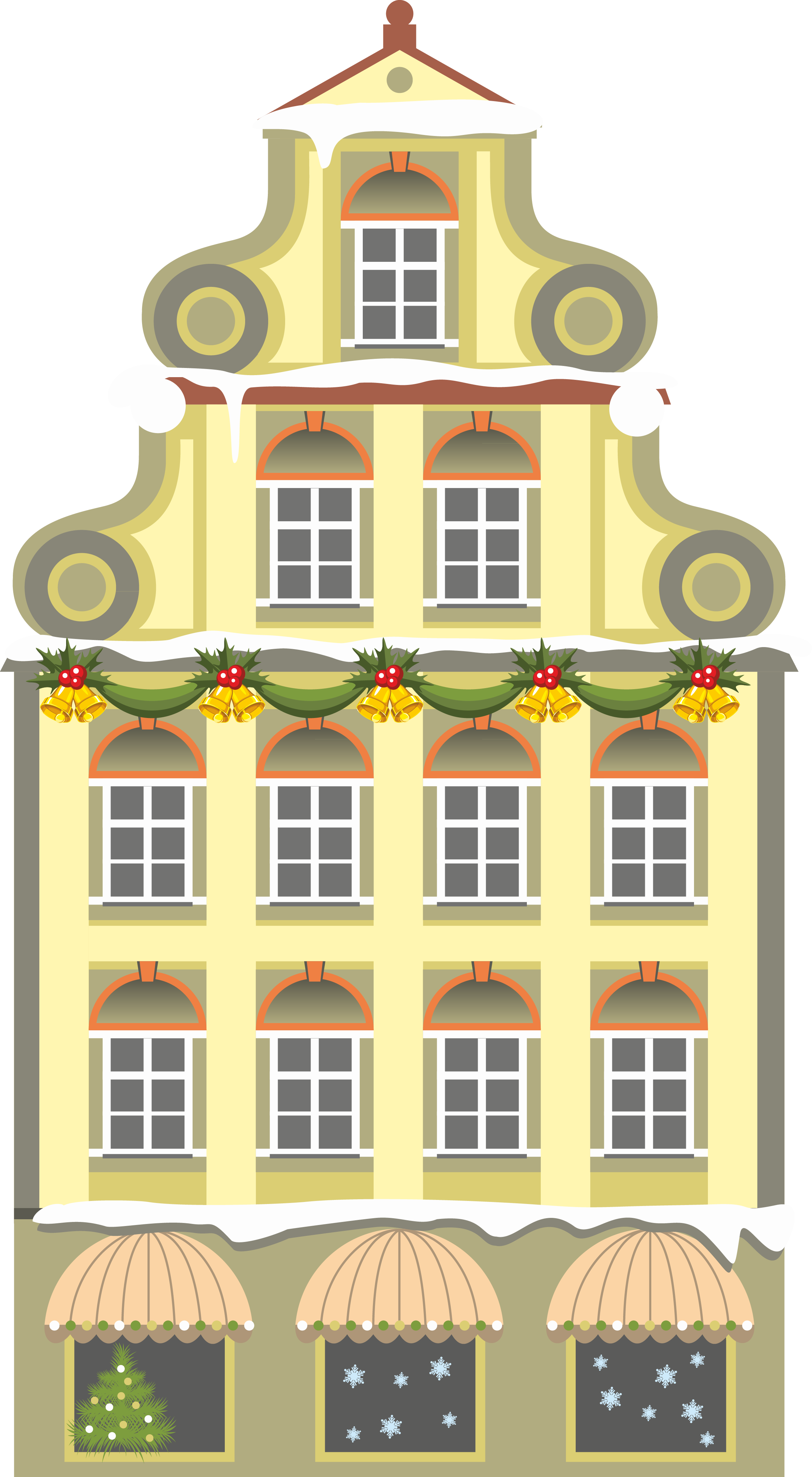 A Building With A Garland On Top