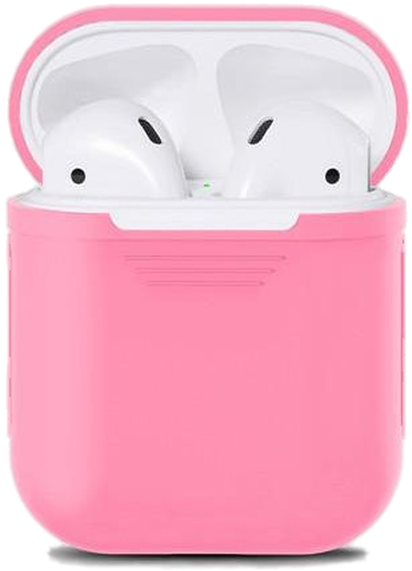 A Pink Case With White Earbuds