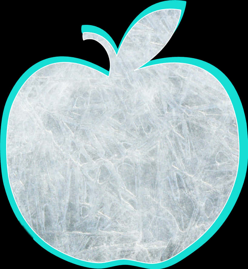 A White Apple With A Blue Border