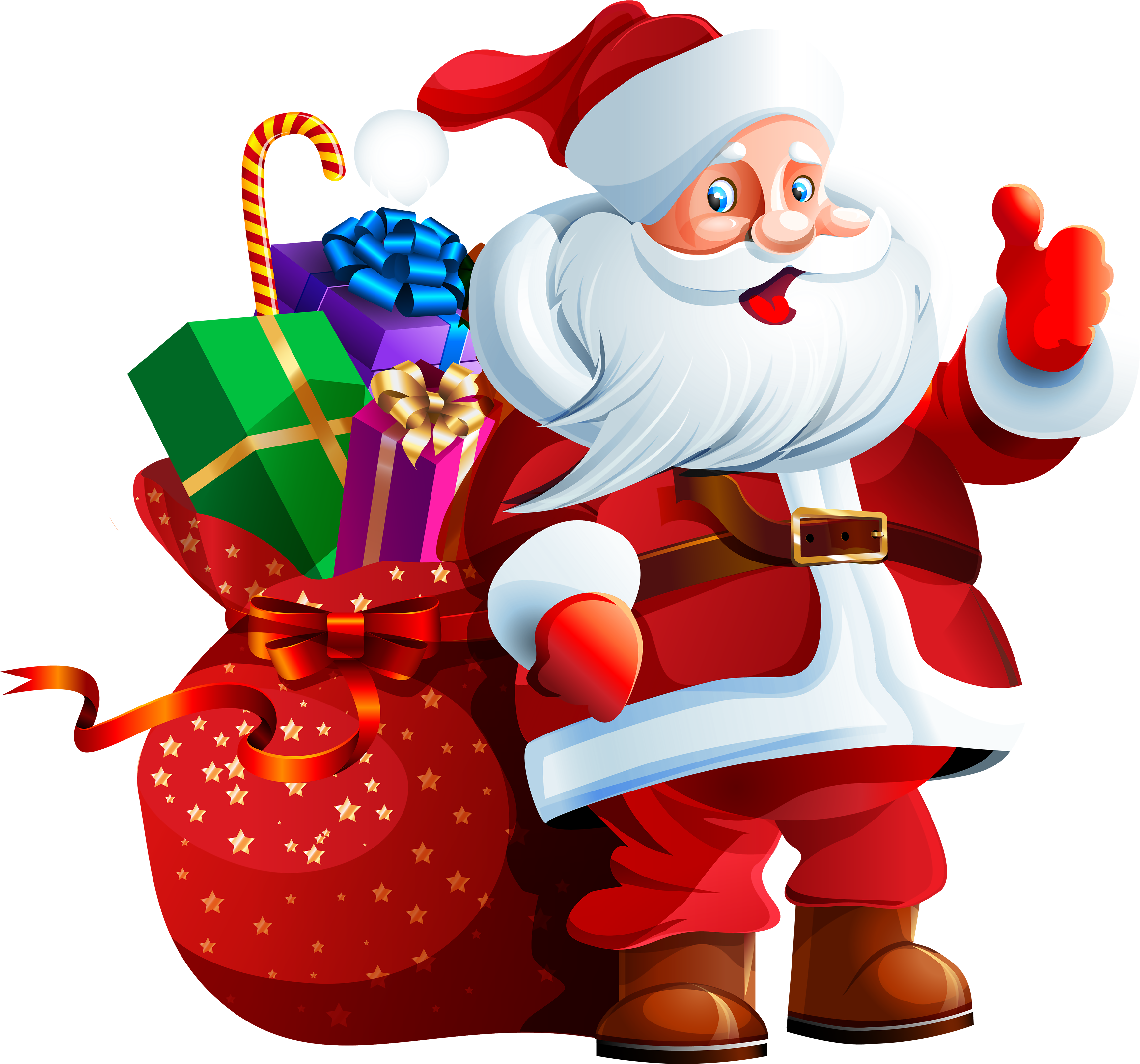 A Cartoon Of A Santa Claus Carrying A Bag Of Presents