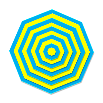 A Blue And Yellow Hexagon