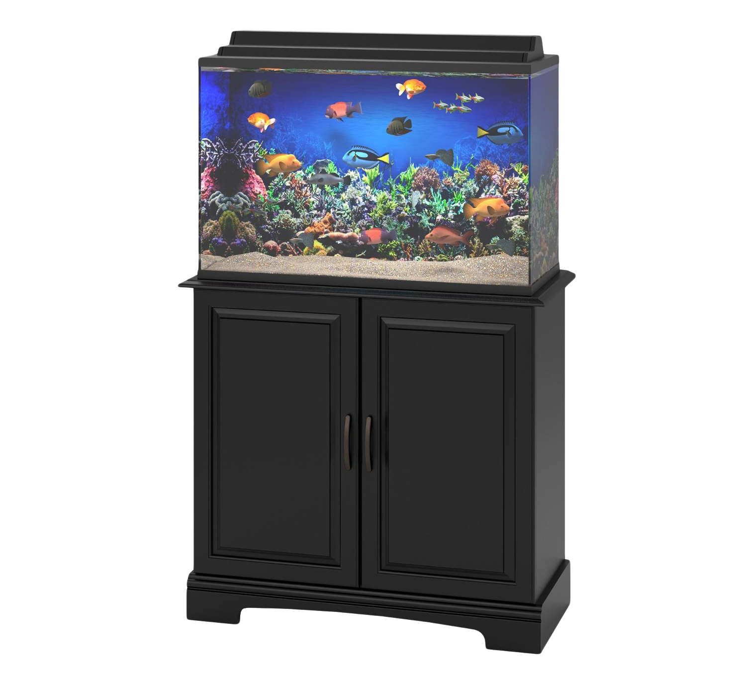 A Fish Tank On A Cabinet