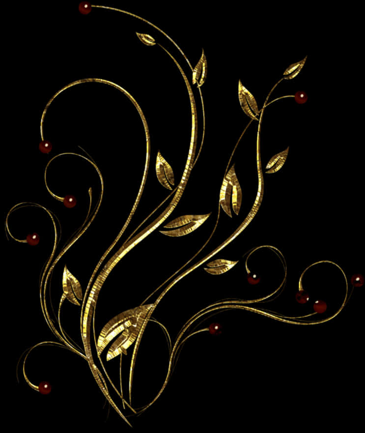 A Gold And Black Floral Design