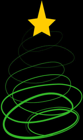 A Green Spiraled Christmas Tree With A Yellow Star