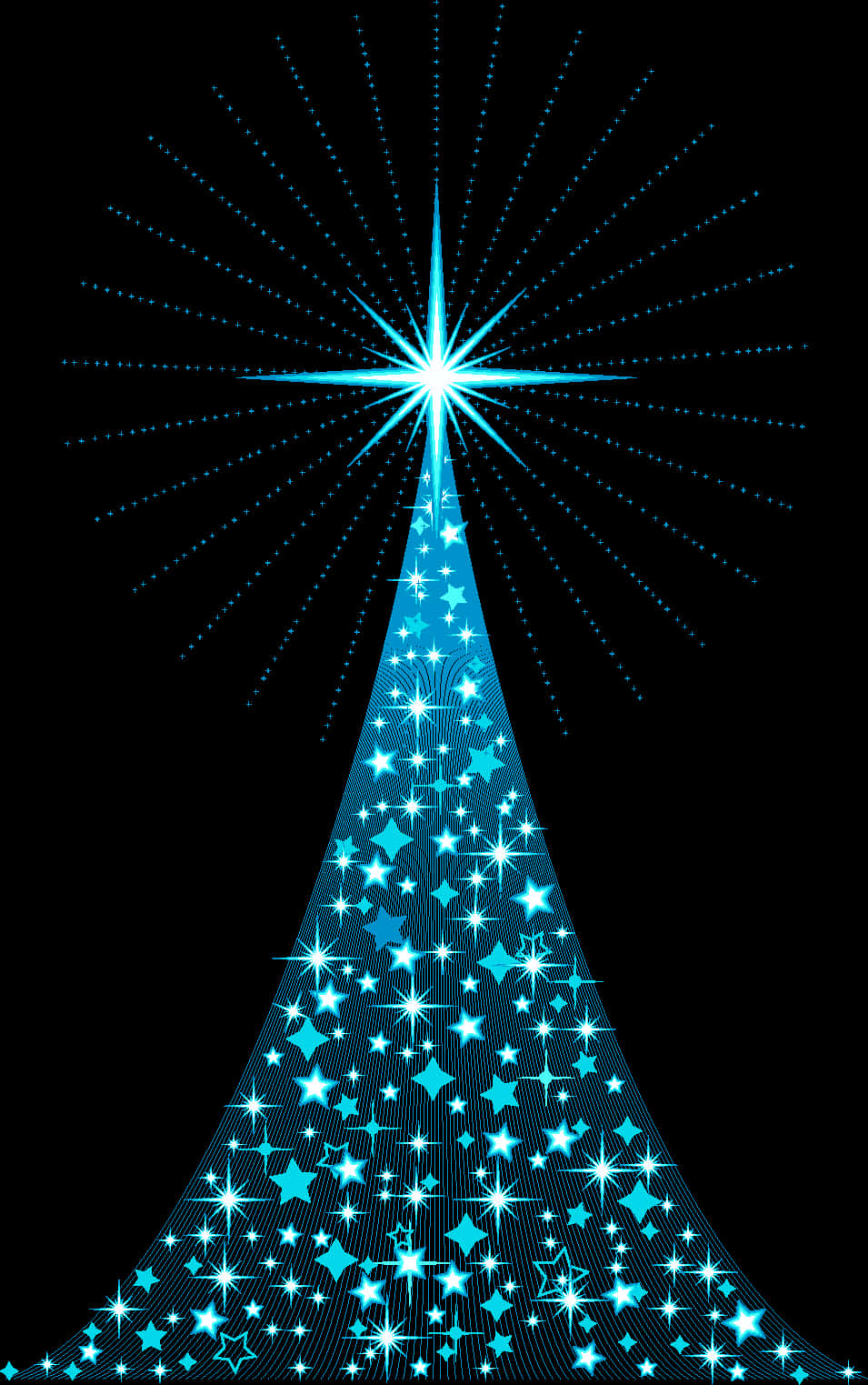 A Blue Christmas Tree With A Star