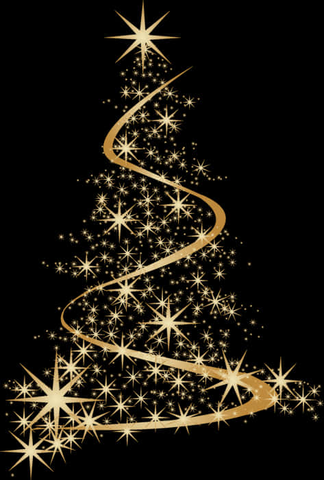 A Gold Christmas Tree Made Of Stars