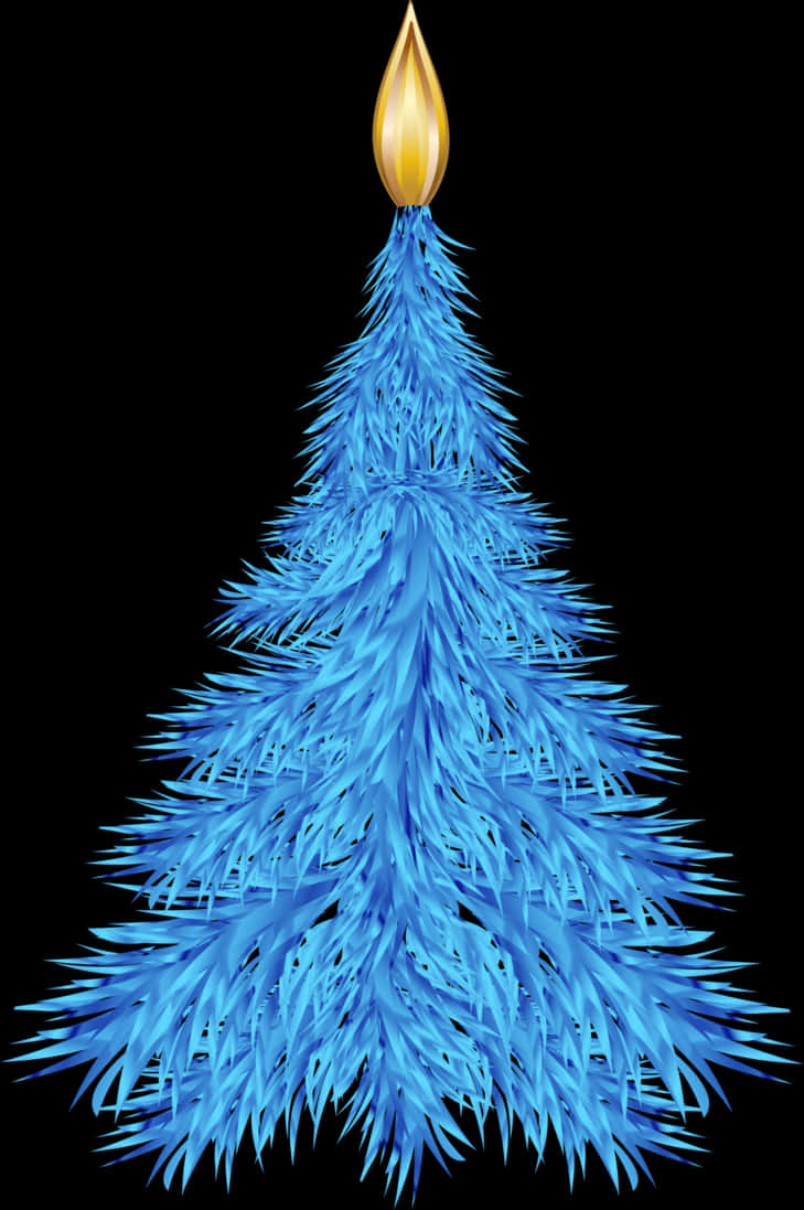 A Blue Christmas Tree With A Black Background