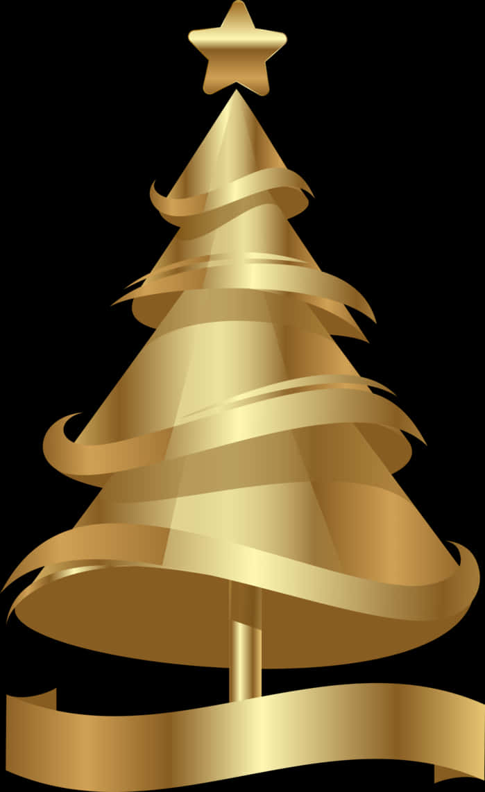 A Gold Christmas Tree With A Black Background