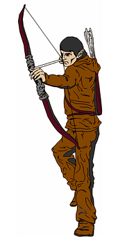 A Man In Brown Outfit With A Bow And Arrow