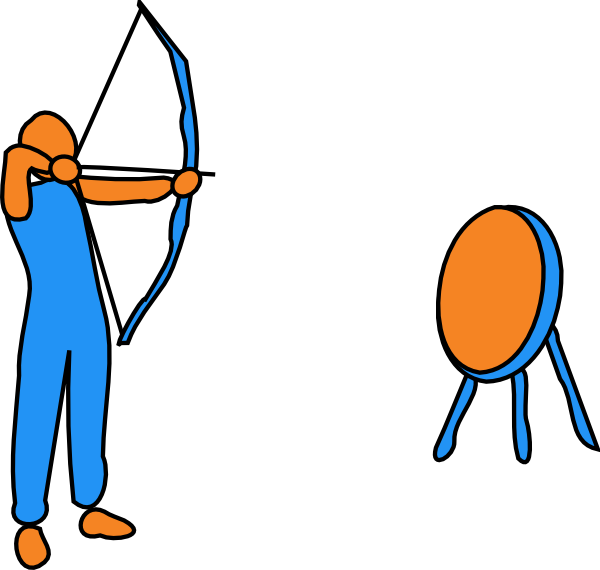 A Man In Overalls Shooting A Bow And Arrow