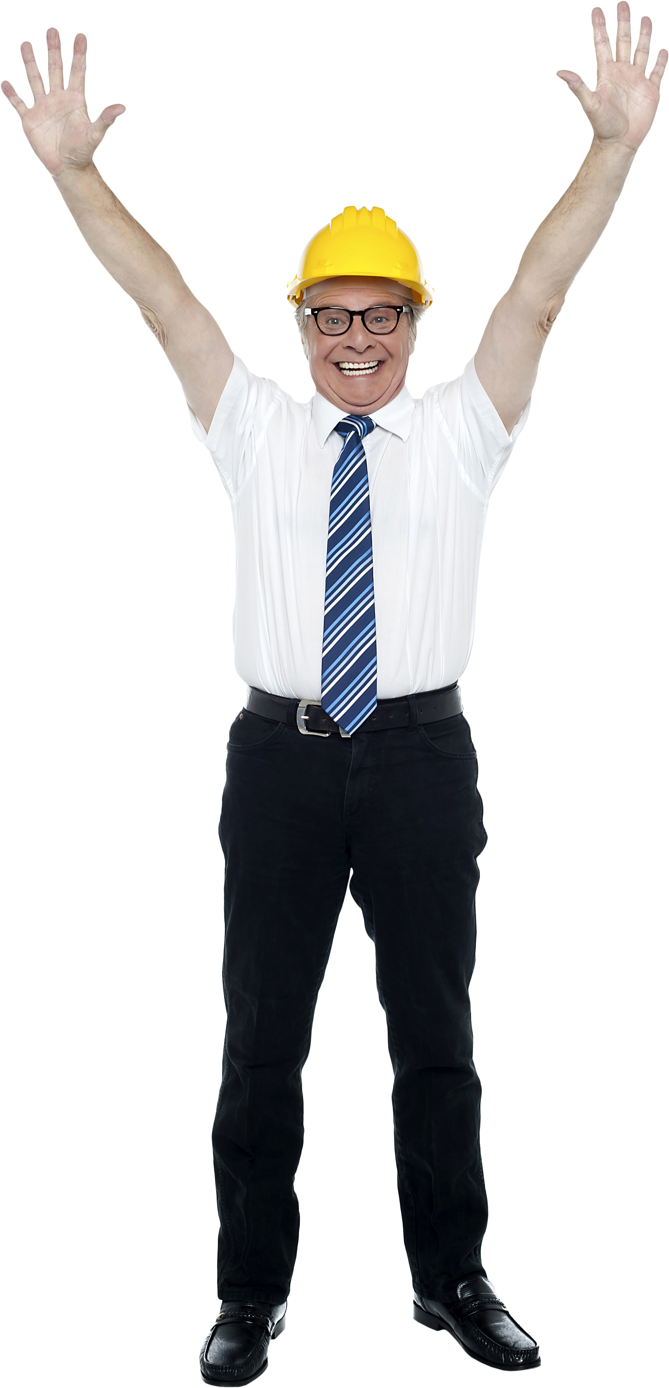 A Man In A Tie And Tie Holding His Hands Up