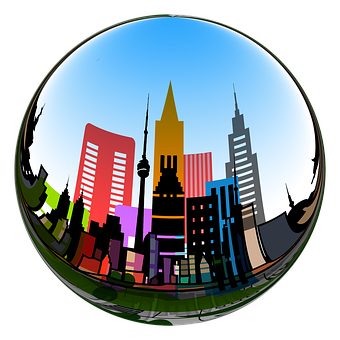 A Colorful Cityscape In A Sphere
