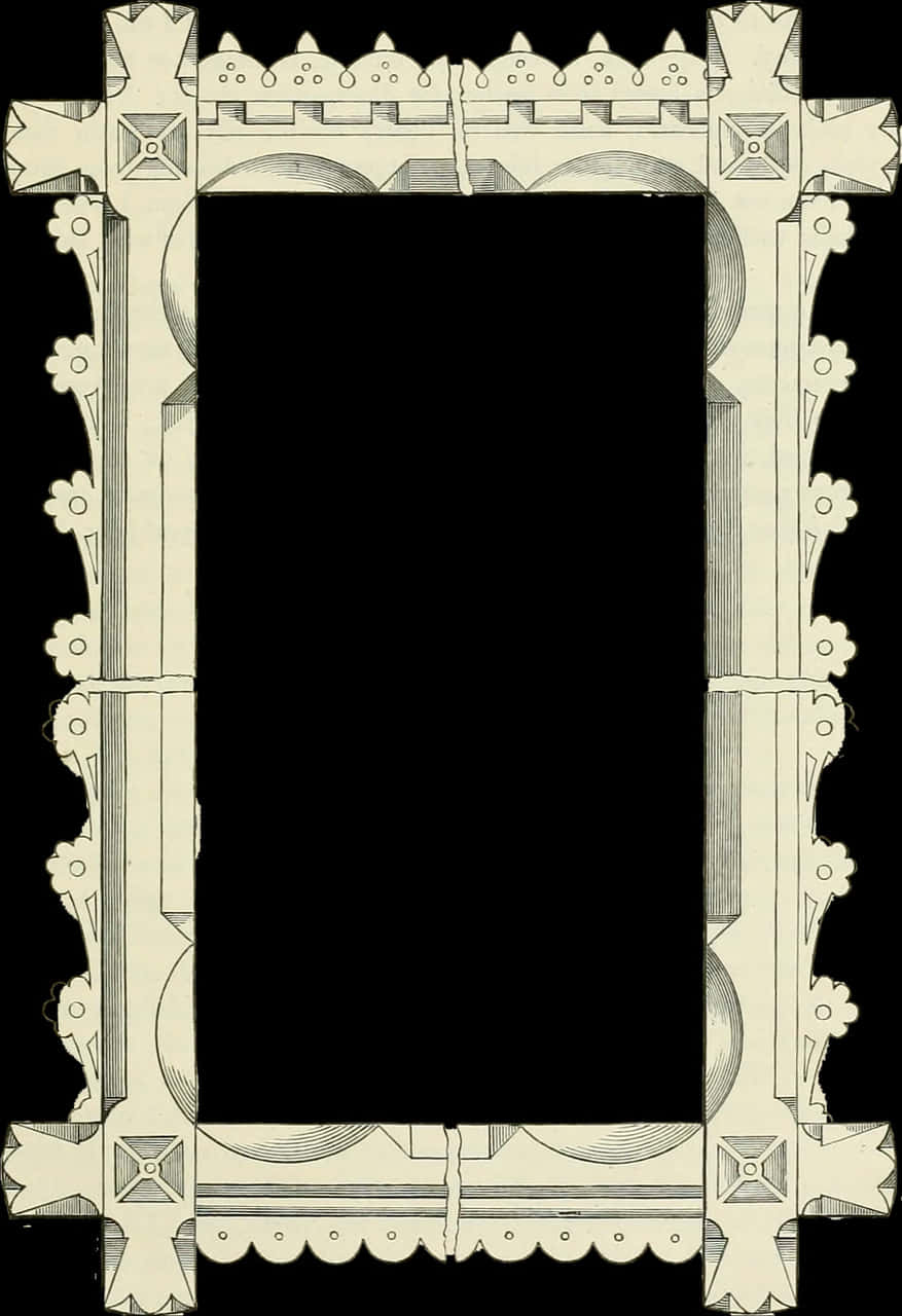 A Rectangular Frame With Flowers And A Black Background