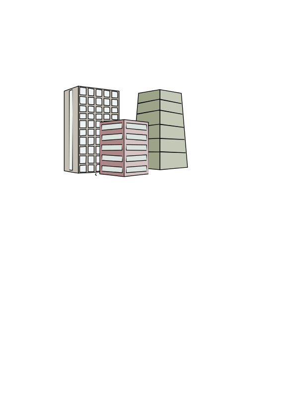 A Group Of Buildings On A Black Background