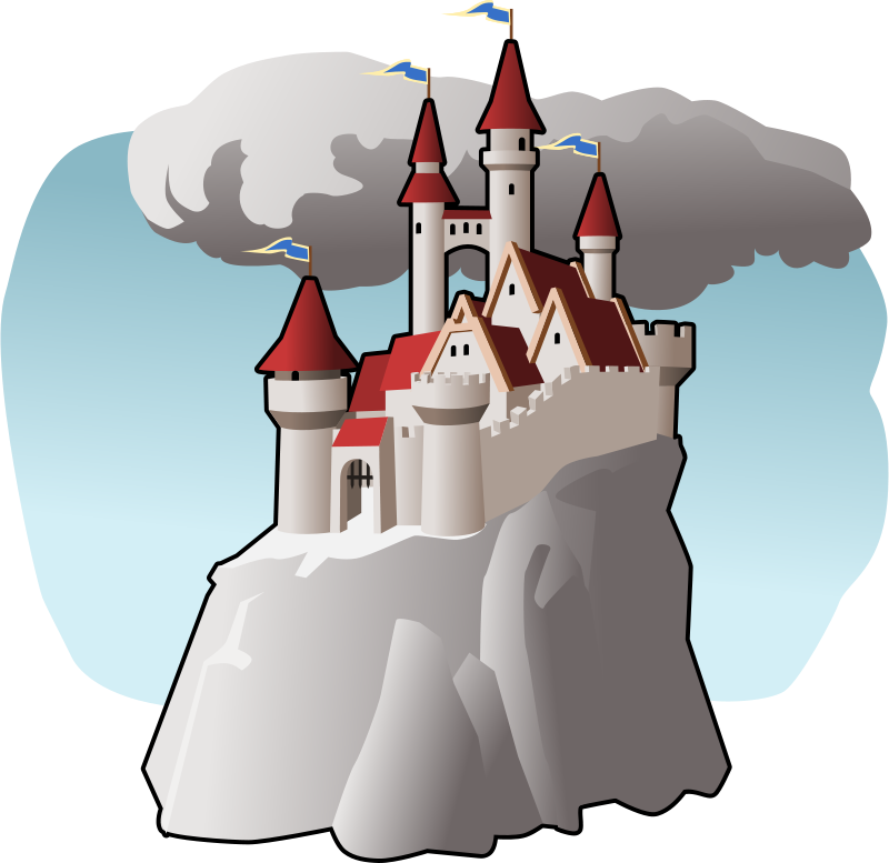 A Cartoon Of A Castle On A Rock