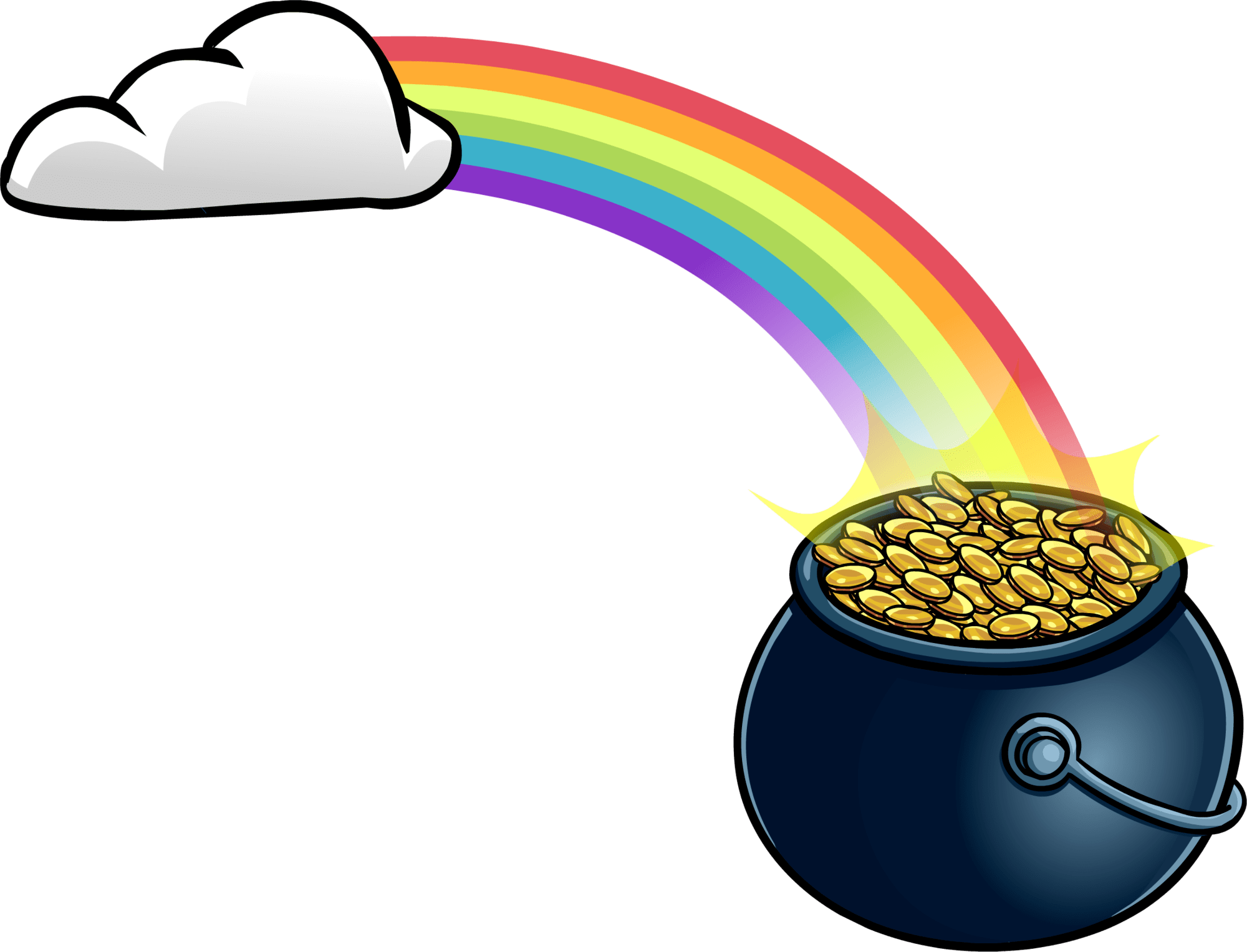 A Pot Of Gold With Rainbow Coming Out Of It
