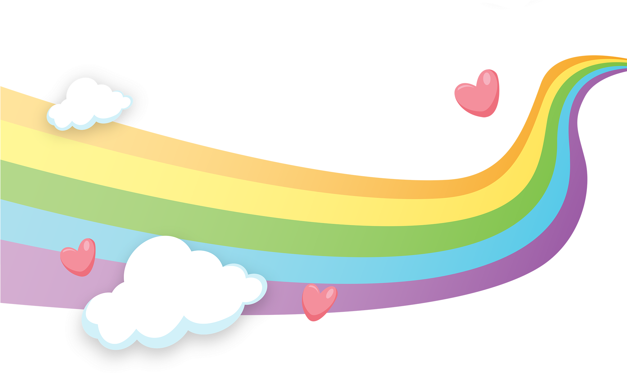 A Rainbow With Hearts And Clouds