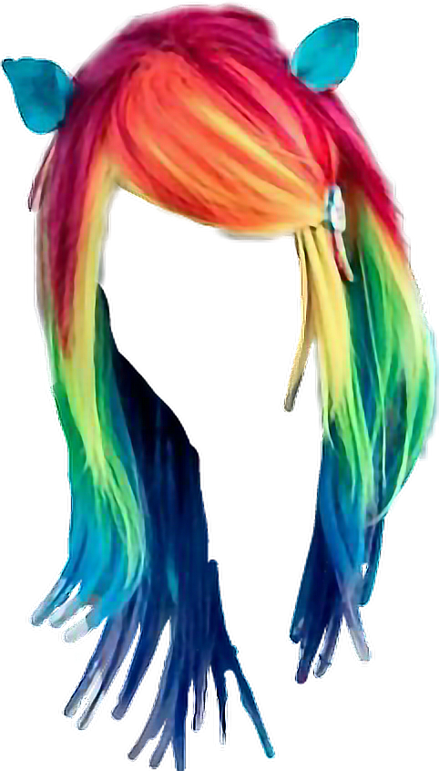 A Rainbow Colored Wig With Clippings