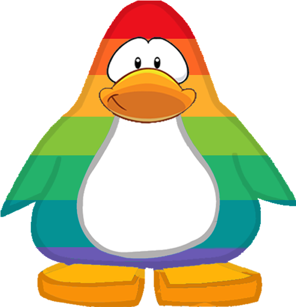 A Cartoon Penguin With Rainbow Colored Stripes
