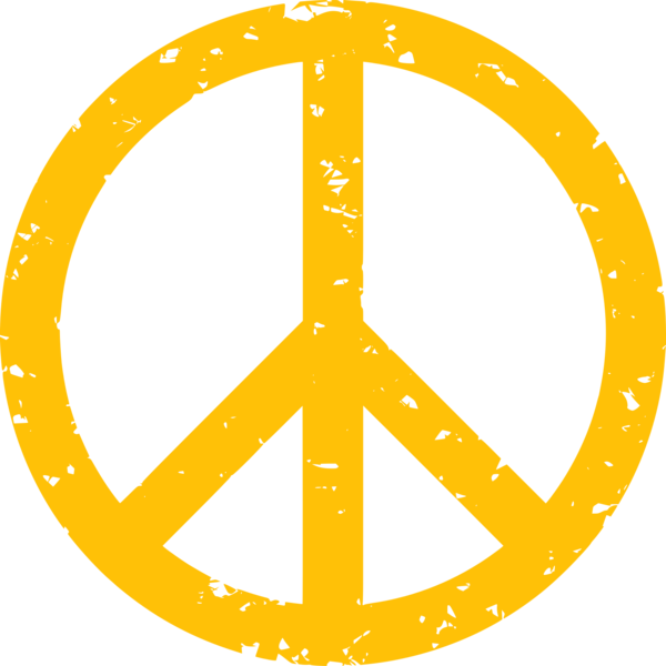 A Yellow Peace Sign With Black Background