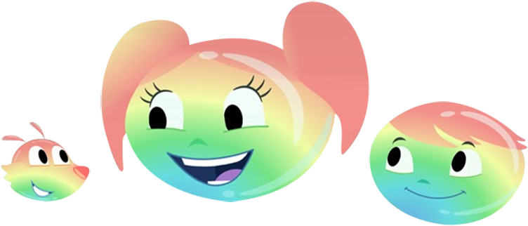 A Cartoon Of A Rainbow Colored Bubble