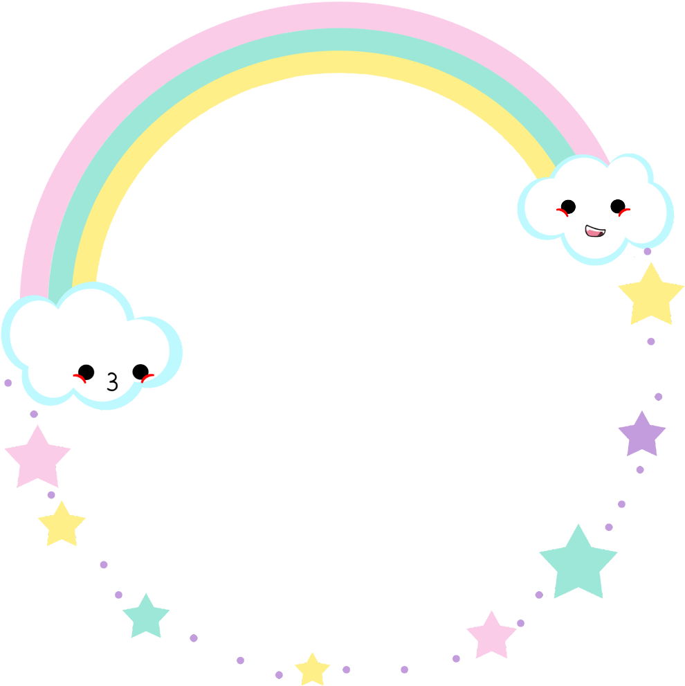 A Rainbow With Clouds And Stars