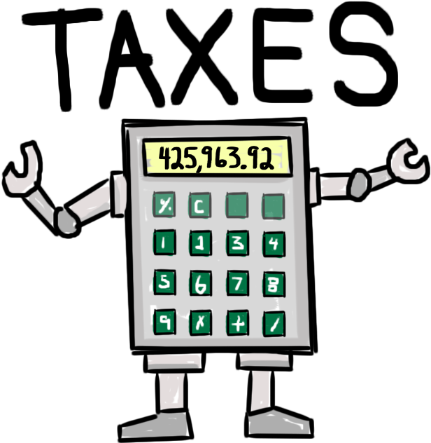 A Cartoon Of A Calculator