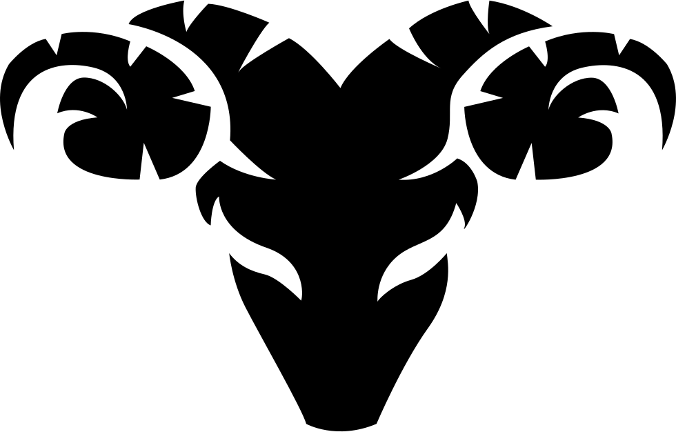 A Black And White Image Of A Horned Animal