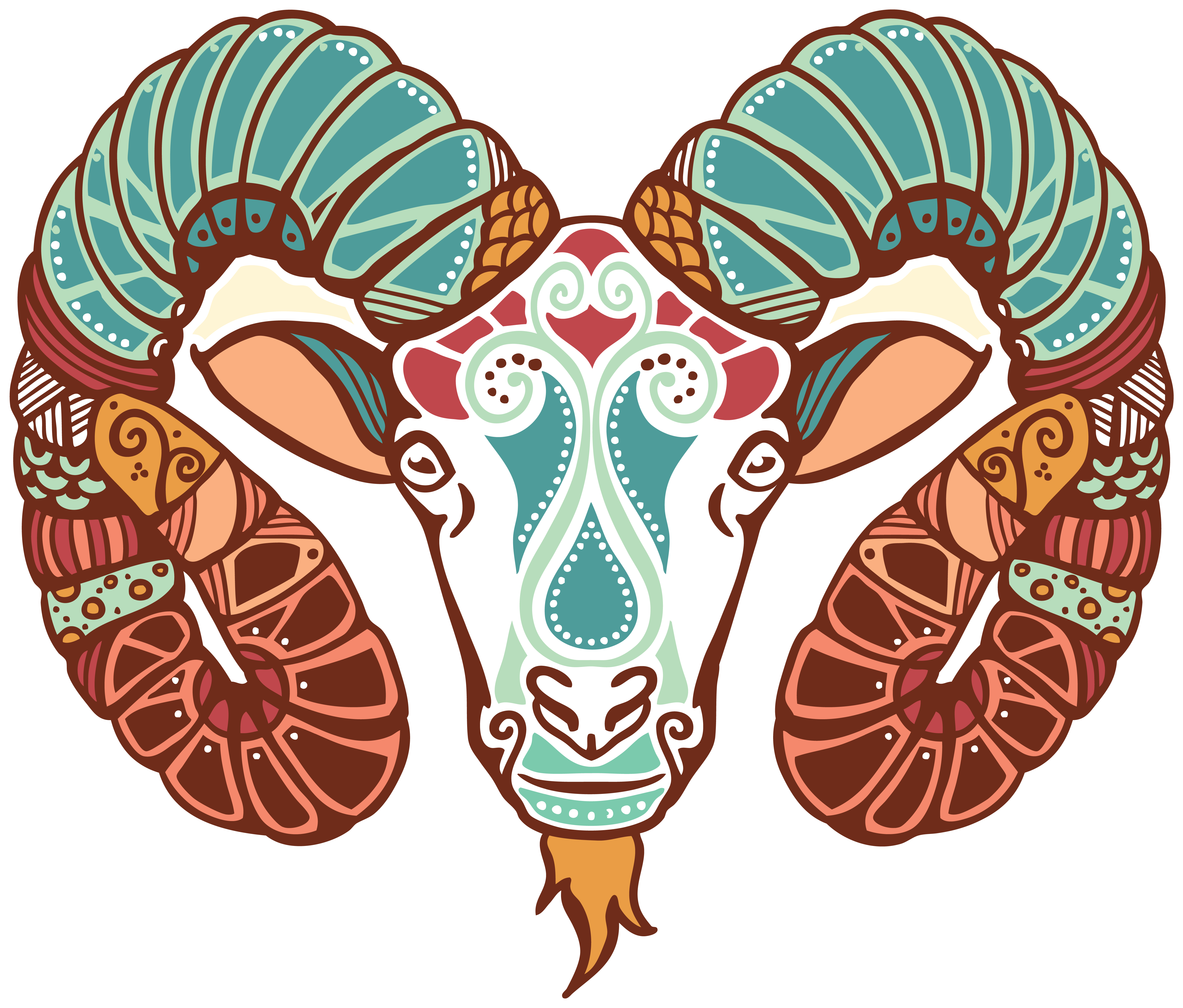 A Colorful Drawing Of A Ram