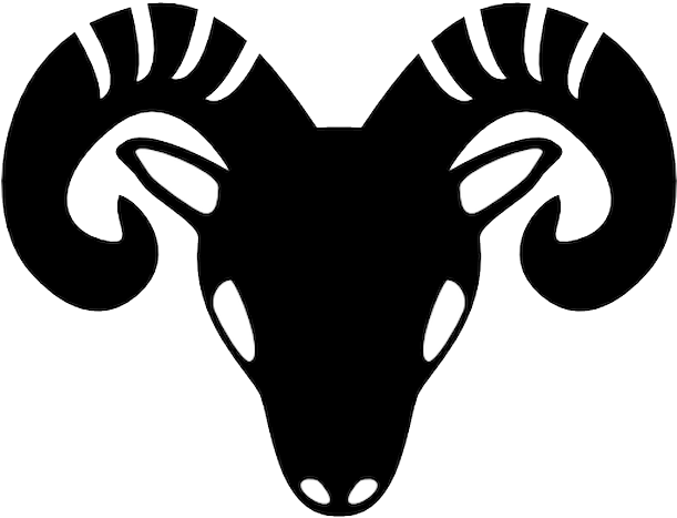 A Black And White Image Of A Ram's Head