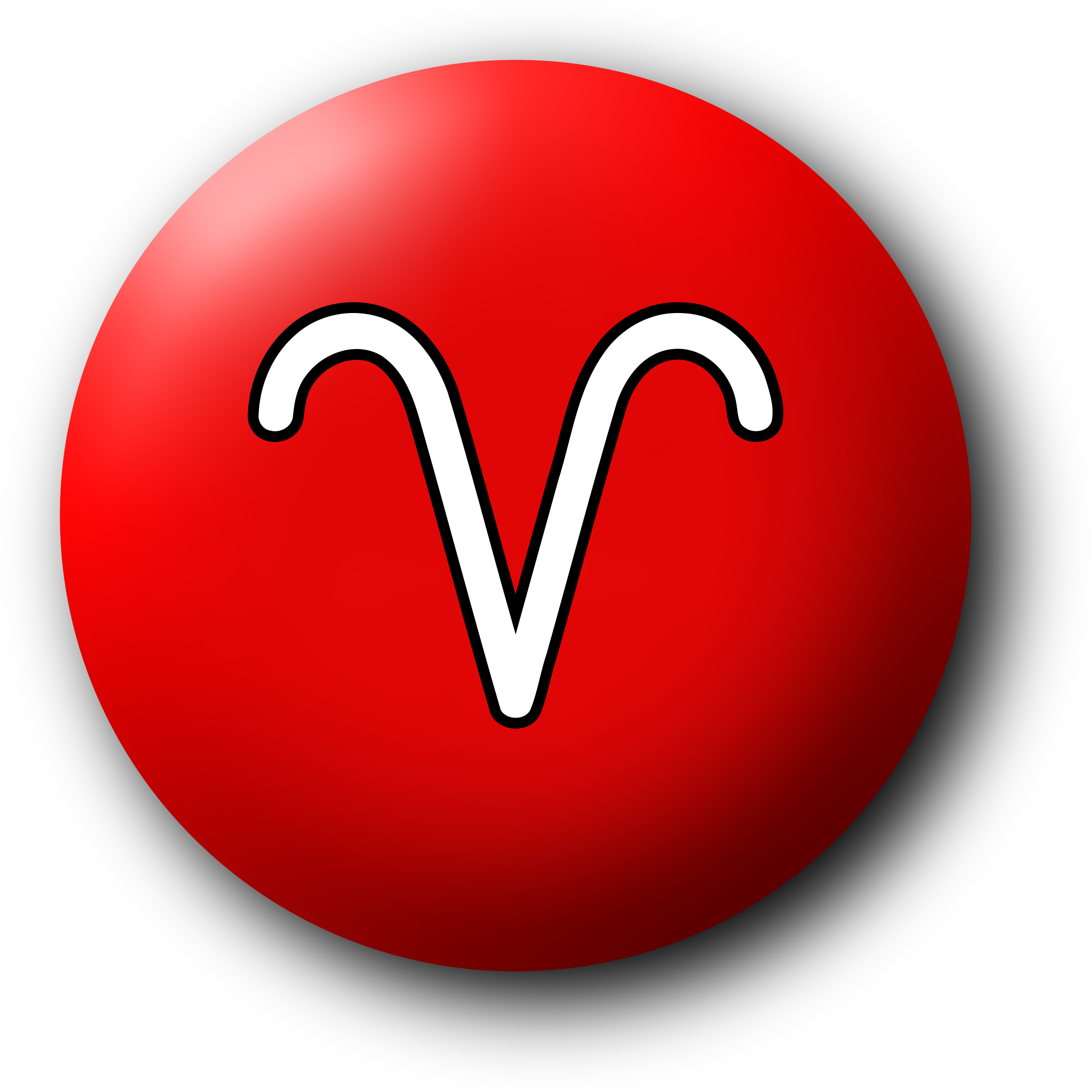 A Red Ball With A White Symbol On It